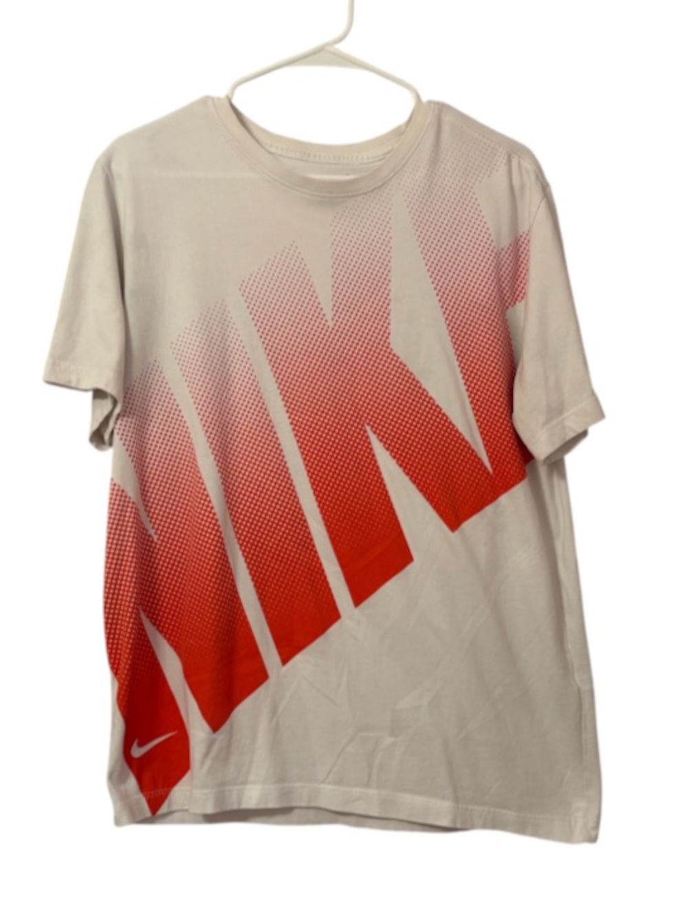Mens Nike White & Red Graphic Logo Tee